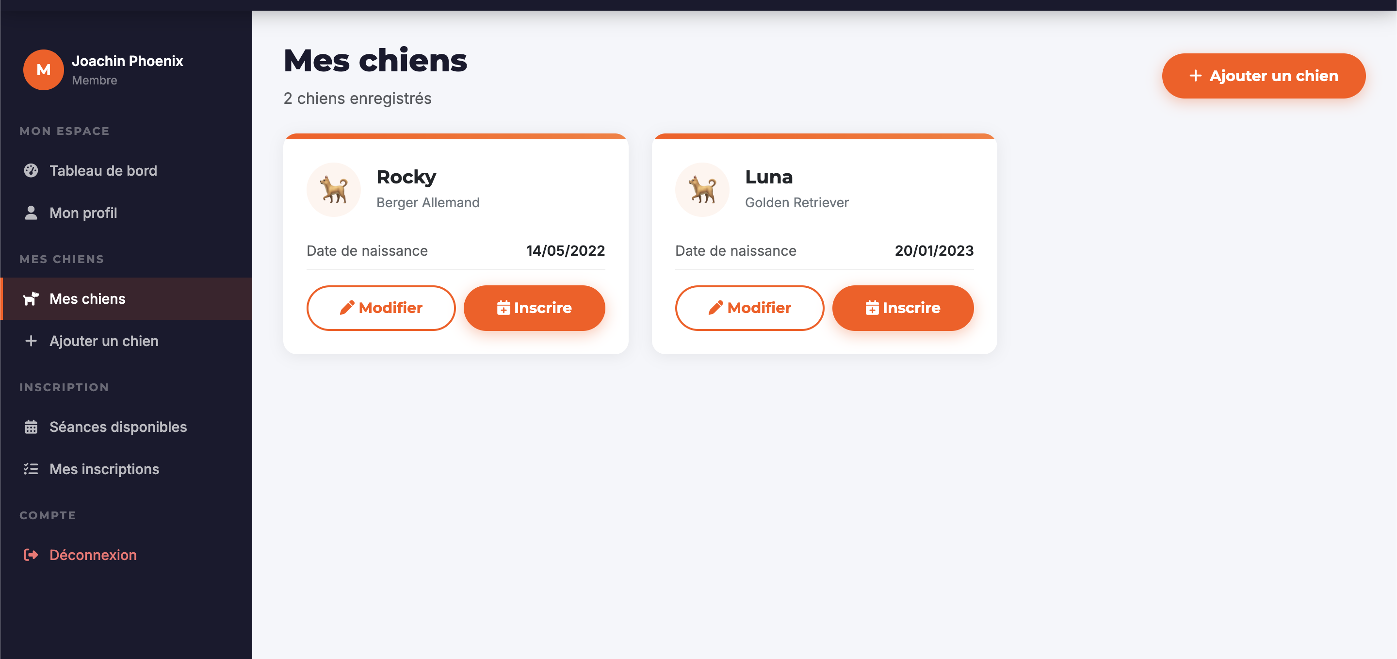 Page Mes Chiens