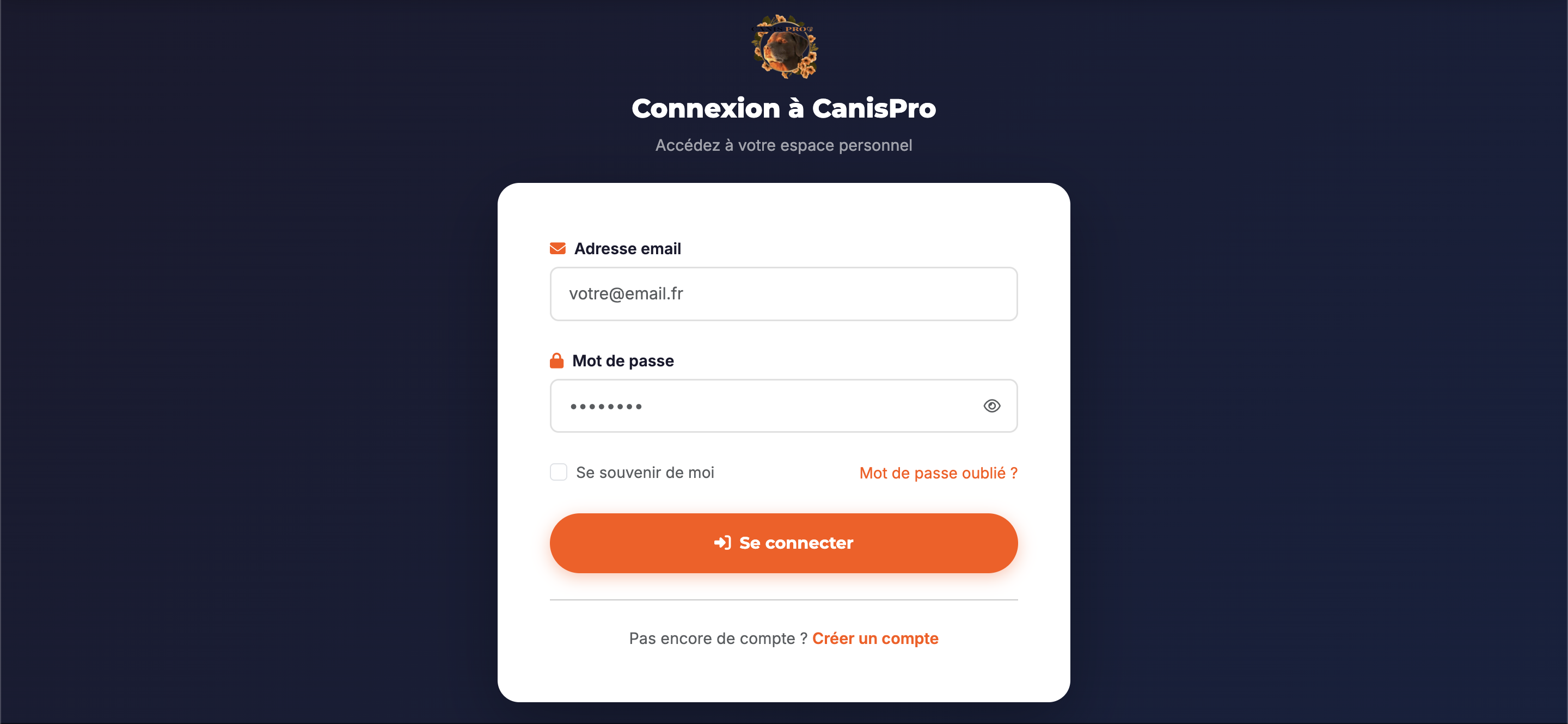 Formulaire de connexion