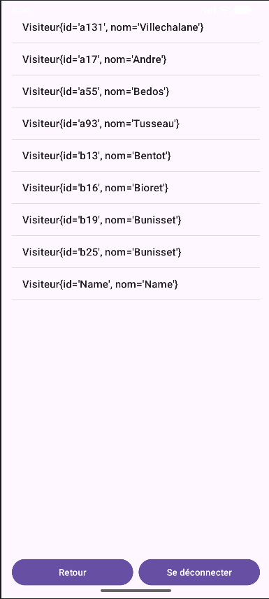 Vue Liste Visiteur