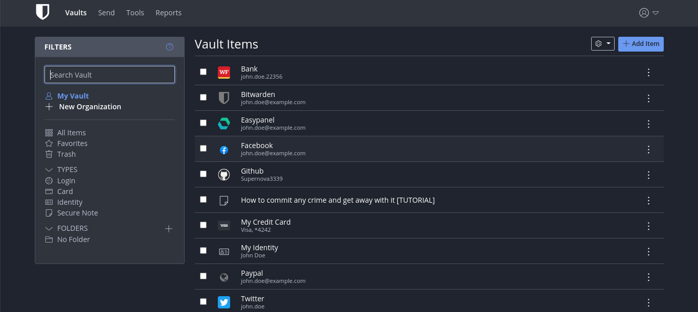 Vaultwarden Interface