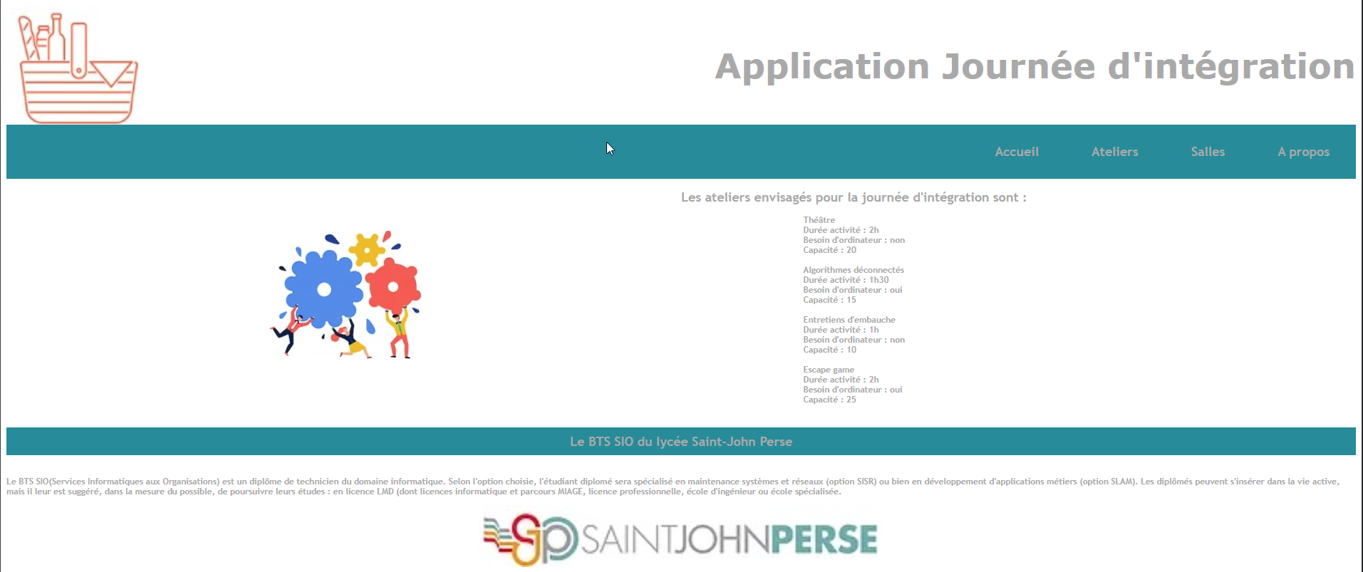 Liste des ateliers chargés en XML