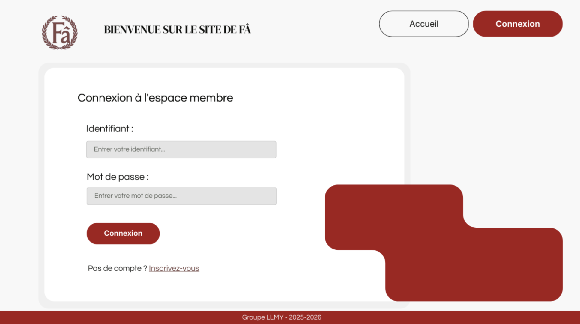 Page de connexion du Site du Fâ
