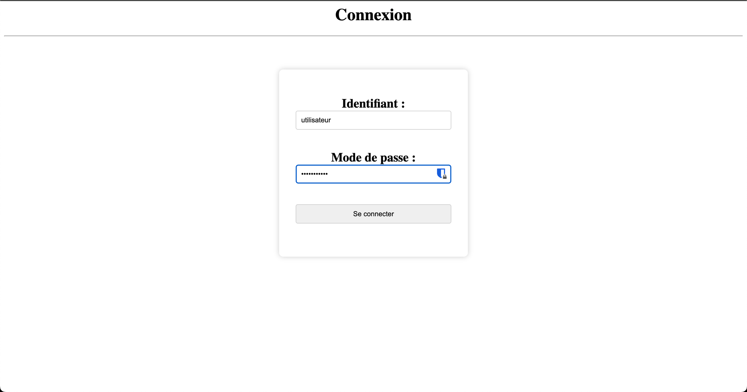 Page Connexion